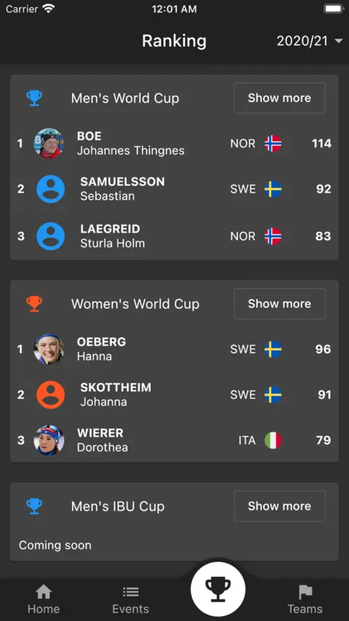 App-Screenshot 1 von biathlon.live