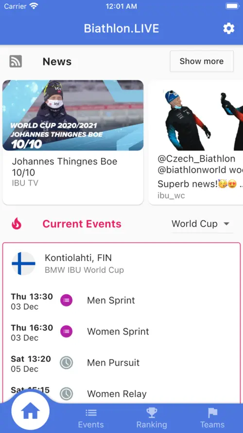 App-Screenshot 2 von biathlon.live